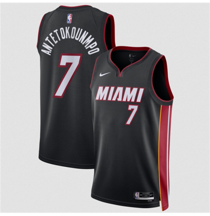 Men's Miami Heat #7 Giannis Antetokounmpo Black 2026 Icon Edition Swingman Stitched Jersey