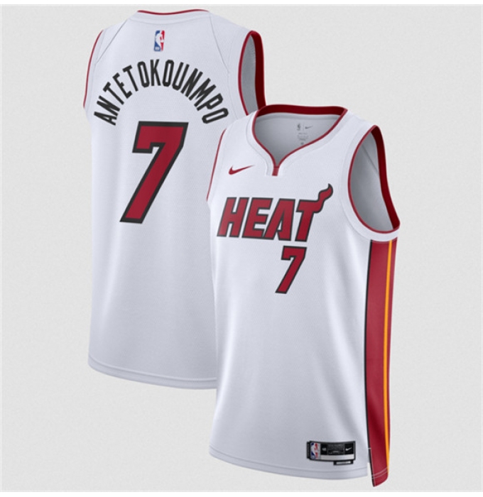 Men's Miami Heat #7 Giannis Antetokounmpo White 2026 Association Edition Swingman Stitched Jersey