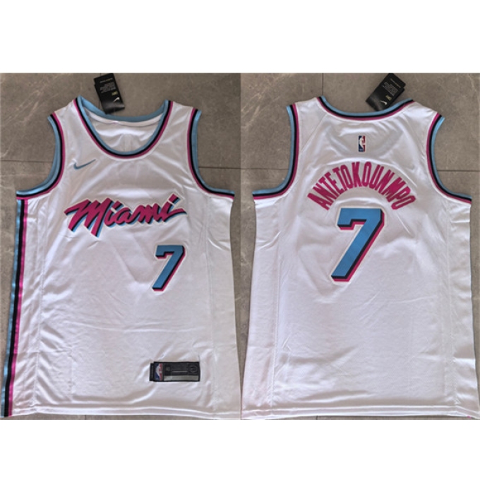 Men's Miami Heat #7 Giannis Antetokounmpo White 2026 Stitched Basketball Jersey
