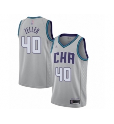 Men's Jordan Charlotte Hornets #40 Cody Zeller Swingman Gray Basketball Jersey - 2019 20 City Edition