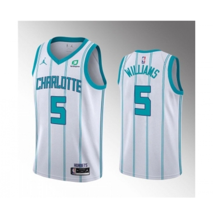 Men's Charlotte Hornets #5 Mark Williams 2022 Draft White Stitched Basketball Jersey