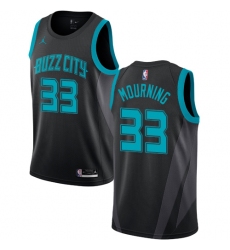 Men's Nike Jordan Charlotte Hornets #33 Alonzo Mourning Swingman Black NBA Jersey - 2018 19 City Edition
