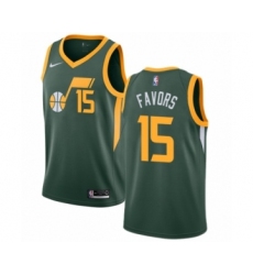 Men's Nike Utah Jazz #15 Derrick Favors Green Swingman Jersey - Earned Edition