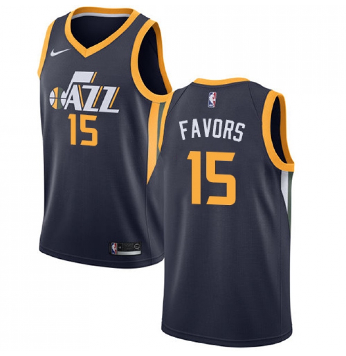 Men's Nike Utah Jazz #15 Derrick Favors Swingman Navy Blue Road NBA Jersey - Icon Edition
