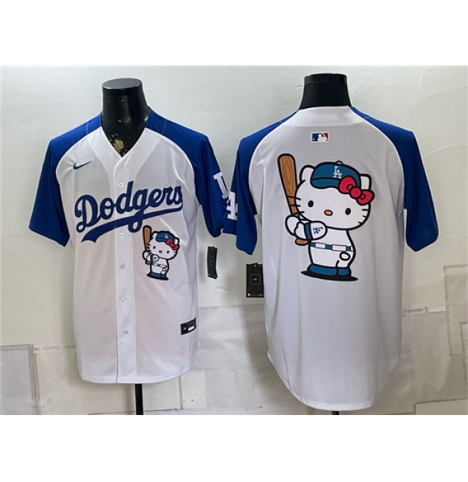 Men's Los Angeles Dodgers Hello Kitty White Royal Vapor Limited Stitched Baseball Jersey