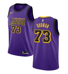 Men's Nike Los Angeles Lakers #73 Dennis Rodman Swingman Purple NBA Jersey - City Edition