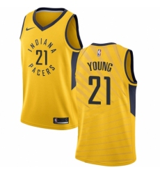 Men's Nike Indiana Pacers #21 Thaddeus Young Authentic Gold NBA Jersey Statement Edition