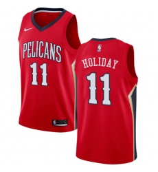 Men's Nike New Orleans Pelicans #11 Jrue Holiday Authentic Red Alternate NBA Jersey Statement Edition