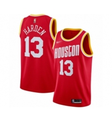 Men's Houston Rockets #13 James Harden Authentic Red Hardwood Classics Finished Basketball Jersey