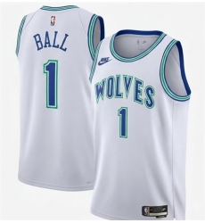 Men's Minnesota Timberwolves #1 LaMelo Ball 2026 White Classic Edition Stitched Jersey