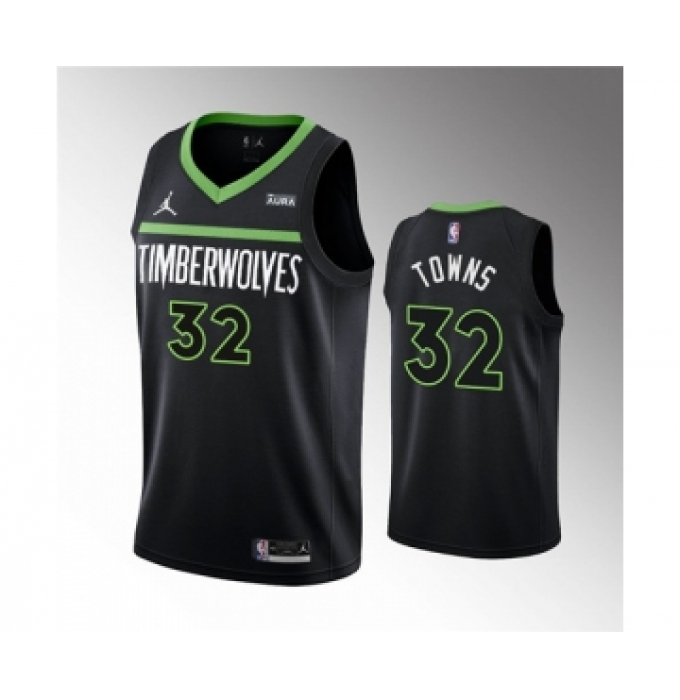 Men's Minnesota Timberwolves #32 Karl-Anthony Towns Black Statement Edition Stitched Jersey