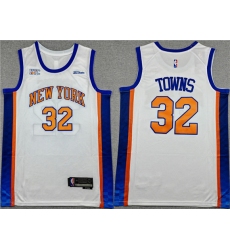 Men's New Yok Knicks #32 Karl-Anthony Towns White 2024-25 City Edition Stitched Basketball Jersey