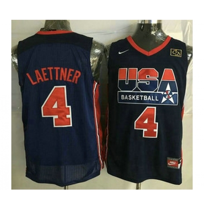 1992 Olympics Team USA #4 Christian Laettner Navy Blue Swingman Jersey