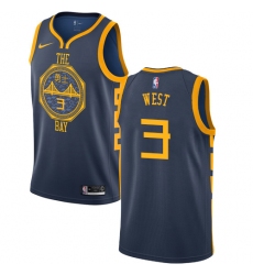 Women's Nike Golden State Warriors #3 David West Swingman Navy Blue NBA Jersey - City Edition
