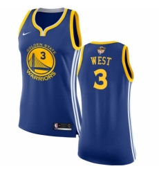 Women's Nike Golden State Warriors #3 David West Swingman Royal Blue Road 2018 NBA Finals Bound NBA Jersey - Icon Edition