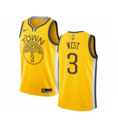 Women's Nike Golden State Warriors #3 David West Yellow Swingman Jersey - Earned Edition