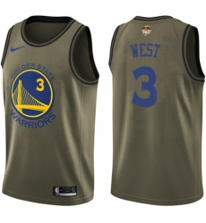 Youth Nike Golden State Warriors #3 David West Swingman Green Salute to Service 2018 NBA Finals Bound NBA Jersey