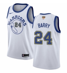 Women's Nike Golden State Warriors #24 Rick Barry Authentic White Hardwood Classics 2018 NBA Finals Bound NBA Jersey