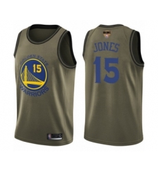 Men's Golden State Warriors #15 Damian Jones Swingman Green Salute to Service 2019 Basketball Finals Bound Basketball Jersey