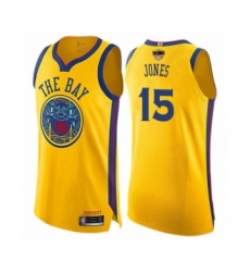 Youth Golden State Warriors #15 Damian Jones Swingman Gold 2019 Basketball Finals Bound Basketball Jersey - City Edition