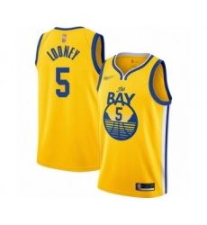 Men's Golden State Warriors #5 Kevon Looney Authentic Gold Finished Basketball Jersey - Statement Edition