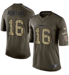 Youth Nike San Francisco 49ers #16 Joe Montana Elite Green Salute to Service NFL Jersey