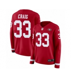 Women's Nike San Francisco 49ers #33 Roger Craig Limited Red Therma Long Sleeve NFL Jersey