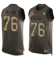 Men's Nike San Francisco 49ers #76 Garry Gilliam Limited Green Salute to Service Tank Top NFL Jersey