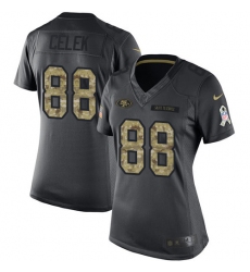Women's Nike San Francisco 49ers #88 Garrett Celek Limited Black 2016 Salute to Service NFL Jersey