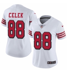 Women's Nike San Francisco 49ers #88 Garrett Celek Limited White Rush Vapor Untouchable NFL Jersey