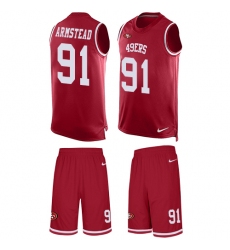 Men's Nike San Francisco 49ers #91 Arik Armstead Limited Red Tank Top Suit NFL Jersey