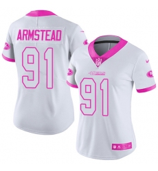 Women's Nike San Francisco 49ers #91 Arik Armstead Limited White/Pink Rush Fashion NFL Jersey