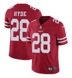 Youth Nike San Francisco 49ers #28 Carlos Hyde Red Team Color Vapor Untouchable Limited Player NFL Jersey