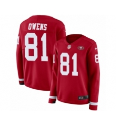 Women's Nike San Francisco 49ers #81 Terrell Owens Limited Red Therma Long Sleeve NFL Jersey