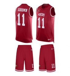 Men's Nike San Francisco 49ers #11 Marquise Goodwin Limited Red Tank Top Suit NFL Jersey