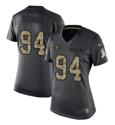 Women's Nike San Francisco 49ers #94 Solomon Thomas Limited Black 2016 Salute to Service NFL Jersey