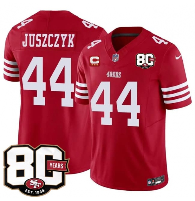 Men's San Francisco 49ers #44 Kyle Juszczyk Red 2026 F.U.S.E. With 80th Anniversary & 3-Star C Vapor Untouchable Limited Stitched Football Jersey