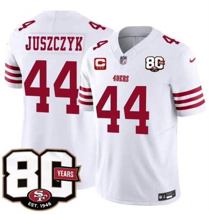Men's San Francisco 49ers #44 Kyle Juszczyk White 2026 F.U.S.E. With 80th Anniversary & 3-Star C Vapor Untouchable Limited Stitched Football Jersey
