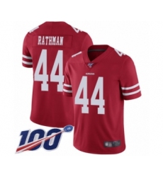 Men's San Francisco 49ers #44 Tom Rathman Red Team Color Vapor Untouchable Limited Player 100th Season Football Jersey