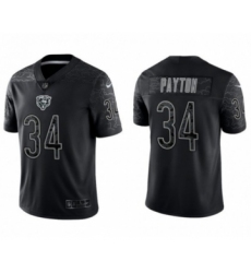 Men's Chicago Bears #34 Walter Payton Black Reflective Limited Stitched Football Jersey