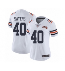 Women's Chicago Bears #40 Gale Sayers White 100th Season Limited Football Jersey