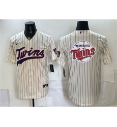 Men's Minnesota Twins Team Big Logo Cream 2026 Field of Dreams Stadium Stitched Baseball Jersey