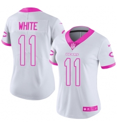 Women's Nike Chicago Bears #11 Kevin White Limited White/Pink Rush Fashion NFL Jersey