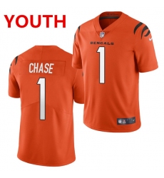 Youth Cincinnati Bengals #1 JaMarr Chase Limited Orange Vapor Jersey