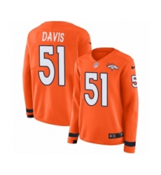 Women's Nike Denver Broncos #51 Todd Davis Limited Orange Therma Long Sleeve NFL Jersey
