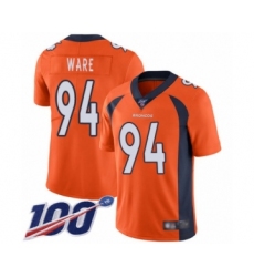 Men's Denver Broncos #94 DeMarcus Ware Orange Team Color Vapor Untouchable Limited Player 100th Season Football Jersey