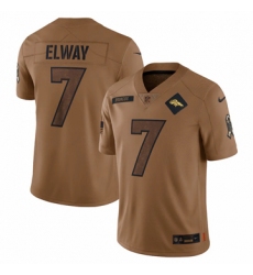 Men's Denver Broncos #7 John Elway Nike Brown 2023 Salute To Service Retired Player Limited Jersey