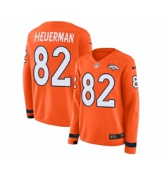 Women's Nike Denver Broncos #82 Jeff Heuerman Limited Orange Therma Long Sleeve NFL Jersey