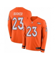 Men's Nike Denver Broncos #23 Devontae Booker Limited Orange Therma Long Sleeve NFL Jersey