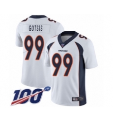 Men's Denver Broncos #99 Adam Gotsis White Vapor Untouchable Limited Player 100th Season Football Jersey